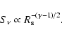 \begin{displaymath}S_{\nu} \propto R_{{\rm s}}^{-(\gamma-1)/2}.
\end{displaymath}