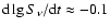 ${\rm d}\lg S_{\nu}/{\rm d}t \approx - 0.1$