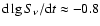 ${\rm d}\lg S_{\nu}/{\rm d}t \approx -0.8$