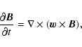 \begin{displaymath}\frac{\partial \vec{B}} {\partial t}= \nabla \times (\vec{w} \times
\vec{B}),
\end{displaymath}