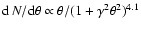 ${\rm d}\,N/{\rm d}\theta\propto \theta/(1+\gamma^2\theta^2)^{4.1}$