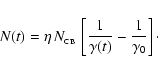\begin{displaymath}N(t)=\eta\, N_{_{\rm CB}}\,\left[{1\over \gamma(t)}-{1\over
\gamma_0}\right]\cdot
\end{displaymath}
