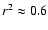 $r^{2} \approx 0.6$