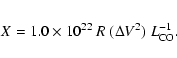 \begin{eqnarray*}X = 1.0 \times 10^{22}~ R~ (\Delta V^{2})~ L_{\rm CO}^{-1}.
\end{eqnarray*}