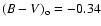 $(B-V)_{\rm o}=-0.34$