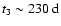 $t_3 \sim 230~{\rm d}$