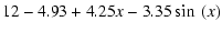 $\displaystyle 12 - 4.93 + 4.25x - 3.35\sin ~(x)$