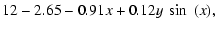 $\displaystyle 12 - 2.65 - 0.91x + 0.12y ~ \sin ~(x),$