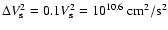$\Delta V_{\rm s}^2=0.1 V_{\rm s}^2=
10^{10.6}~\rm {cm^2/s^2}$