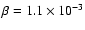 $\beta=1.1\times 10^{-3}$