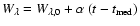 $W_{\lambda} = W_{\lambda,0} + \alpha~ (t-t_{\rm med})$