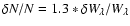 $\delta N/N=1.3*\delta W_{\lambda}/W_{\lambda}$