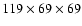 $119\times 69\times 69$