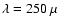 $\lambda=250\ \mu$