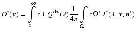 $\displaystyle D^*(\vec x) =
\int\limits_0^\infty {\rm d}\lambda\
Q^{\rm abs}(\l...
...
\frac{1}{4\pi}
\int\limits_{\Omega}{\rm d}\Omega'\
I^*(\lambda,\vec x,\vec n')$
