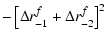 $\displaystyle - \left[
\Delta r^f_{-1} + \Delta r^f_{-2}
\right]^2$