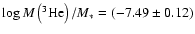 $\log M\left({^3{{\rm He}}}\right)/M_* = \left(-7.49 \pm 0.12\right)$