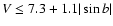 $V \le 7.3 + 1.1\vert\sin b\vert$
