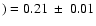 $)=0.21~\pm~0.01$