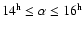 $14^{\rm h} \le \alpha \le 16^{\rm h}$