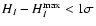 $H_{I} - H_{I}^{\rm max} < 1\sigma $