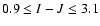$0.9\leq I-J\leq3.1$