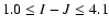 $1.0 \leq I-J \leq 4.1$
