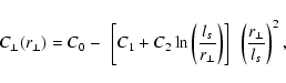 \begin{displaymath}%
C_\perp(r_\perp) = C_0 - ~\left[C_1 + C_2 \ln\left(\frac{l_s}{r_\perp}\right)
\right]~ \left(\frac{r_\perp}{l_s} \right)^2,
\end{displaymath}