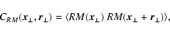 \begin{displaymath}%
C_{RM}(\vec{x}_\perp,\vec{r}_\perp) = \langle {RM}(\vec{x}_\perp) ~{RM}(\vec{x}_\perp+\vec{r}_\perp) \rangle,
\end{displaymath}