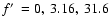 $f\hbox{$^\prime$ }=0,~3.16,~31.6$