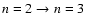 $n=2 \to n=3$