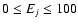 $0 \le E_j \le 100$