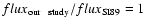 $flux_{\rm our~~ study}/flux_{\rm SI89}=1$