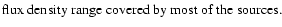 $\textstyle \parbox{13.0cm}{flux density
range covered by most of the sources.}$