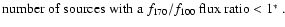 $\textstyle \parbox{13.0cm}{number of
sources with a $f_{\rm 170}/f_{\rm 100}$\space flux ratio $<$ 1$^*$ .}$