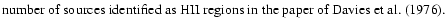 $\textstyle \parbox{13.0cm}{number of
sources identified as HII regions in the paper of Davies et~al. (\cite{davies76}).}$