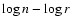 $\log n -
\log r$