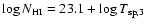 $\log
N_{\rm HI}=23.1+\log T_{\rm sp,3}$
