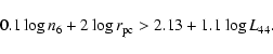 \begin{displaymath}0.1 \log n_6+2 \log r_{\rm pc} > 2.13+1.1 \log L_{44}.
\end{displaymath}