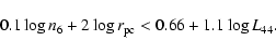 \begin{displaymath}0.1 \log n_6+2 \log r_{\rm pc} < 0.66+1.1\log L_{44}.
\end{displaymath}