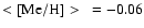 $<{\rm [Me/H]}>~=-0.06$