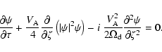 \begin{displaymath}\frac{\partial{\psi}}{\partial{\tau}}
+ {V_{\rm A} \over 4} \...
...mega_{\rm d}} \frac{\partial{^2 \psi}}{\partial{\zeta^2}} = 0.
\end{displaymath}