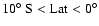 $\rm 10^\circ~S < Lat < 0^\circ$