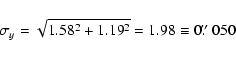 \begin{displaymath}\sigma_y = \sqrt{1.58^2 + 1.19^2} = 1.98 \equiv 0\hbox{$.\!\!^{\prime\prime}$ }050
\end{displaymath}
