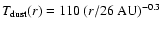 $T_{\rm dust}(r) = 110~(r/26~{\rm AU})^{-0.3}$