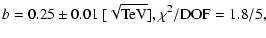 $\displaystyle %
b=0.25 \pm 0.01~[\sqrt{\rm TeV}],
\chi^{2}/{\rm DOF}=1.8/5,$
