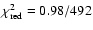 $\chi^2_{\rm red}=0.98/492$