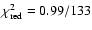 $\chi^2_{\rm red}=0.99/133$