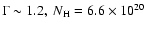 $\Gamma \sim 1.2, ~N_{\rm H}=6.6\times 10^{20}$