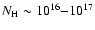 $N_{\rm H}\sim 10^{16}{-}10^{17}$